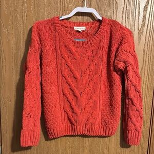 Aeropostale Orange Crew Neck Cable Knit Sweater